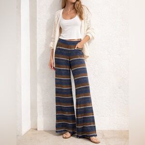 Pull and bear Striped Knit Wide-Leg Pants nautical beachy boho S